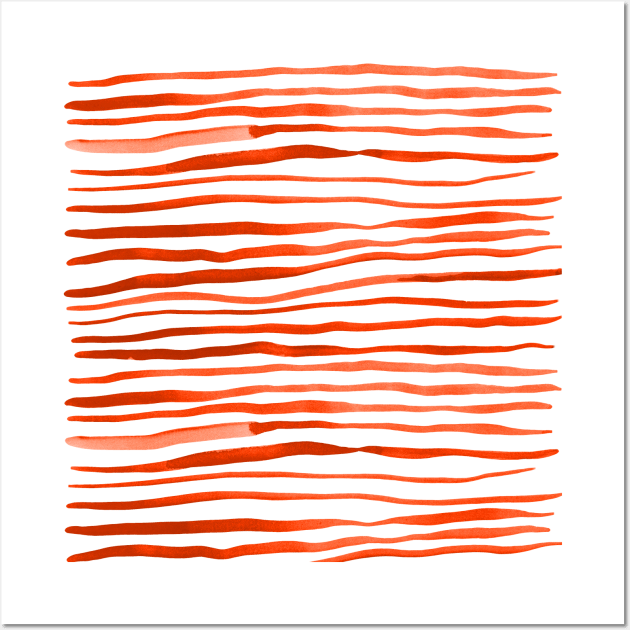 Irregular watercolor lines - orange Wall Art by wackapacka